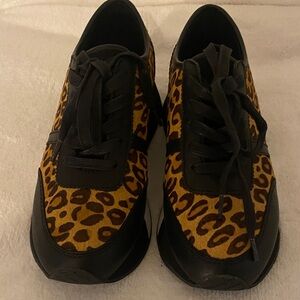 Donald J. Pliner Leopard Print Sandals - Black and Brown